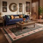 Flatwoven Cotton Panja Dhurrie Rug, Traditional Indian Handmade