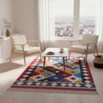 Handmade Cotton Dhurrie Rug, Panja Woven Reversible Flatweave Carpet Indoor Outdoor
