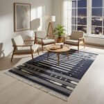 Cotton Panja Dhurrie Rug Handmade, Flatwoven Reversible Rug for Indoor Outdoor