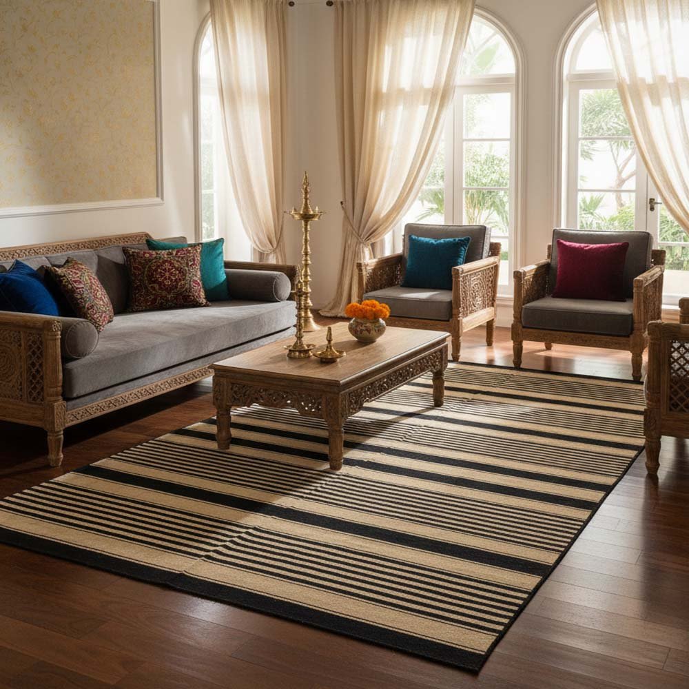 135 Essential Reversible Cotton Dhurrie - Image 1