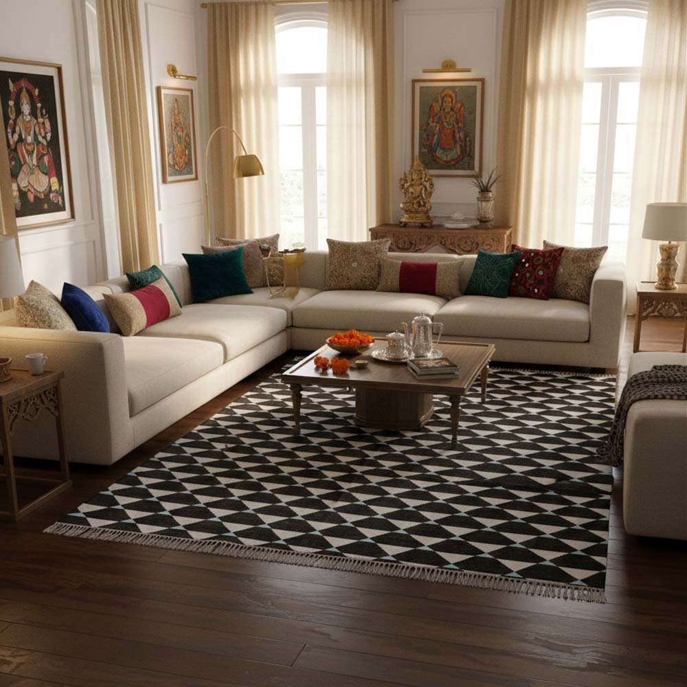 136 Artisan-Made Panja Rug: Reversible - Image 1