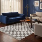 Cotton Panja Dhurrie Rug for Dining Table Area, Reversible Flatweave