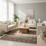 Indian Handwoven Cotton Dhurrie Rug for Large Living Room