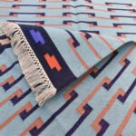 Eco Friendly Cotton Panja Dhurrie Rug, Handwoven Reversible Flatweave - Image 3