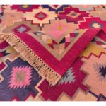 Indian Cotton Panja Dhurrie Rug for Living Room Seating Area - Image 3