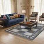 Handwoven Cotton Panja Dhurrie Rug for Coffee Table & Sofa Area