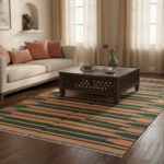 Handcrafted Cotton Panja Dhurrie Rug, Traditional Flatweave Reversible