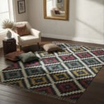 Salawas Traditional Interlock Woven Kilim Dhurrie Rug: Handwoven With Wool & Jute Natural Colour