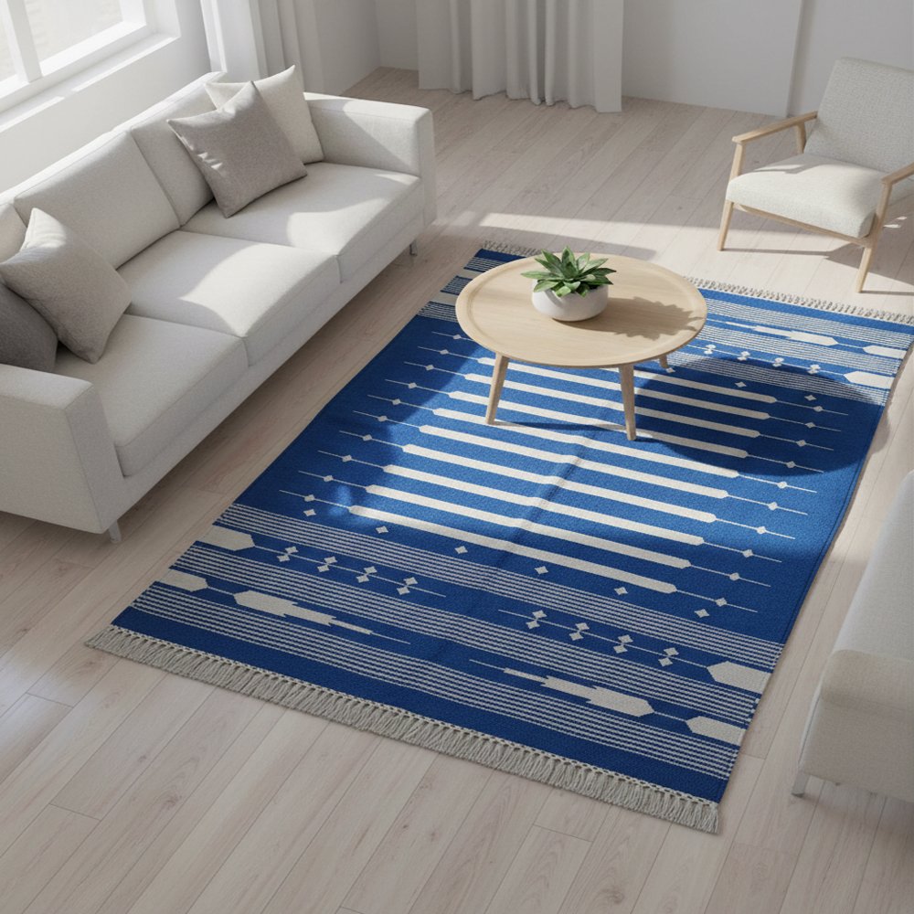 2 Royal Panja Craft: Artisan-Made Reversible Cotton Flatweave rug. - Image 1