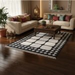Cotton Panja Dhurrie Rug for Bedroom, Handwoven Reversible