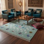 Handwoven Cotton Panja Dhurrie Rug for Dining Room Decor