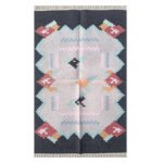 Rustic Cotton Panja Dhurrie Rug, Indian Handwoven Reversible - Image 2