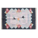 Rustic Cotton Panja Dhurrie Rug, Indian Handwoven Reversible - Image 3