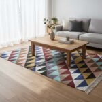Natural Cotton Panja Dhurrie Rug, Handmade Indian Flatweave