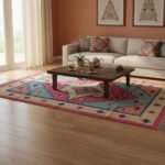 Indian Cotton Panja Dhurrie Rug for Coffee Table Decor