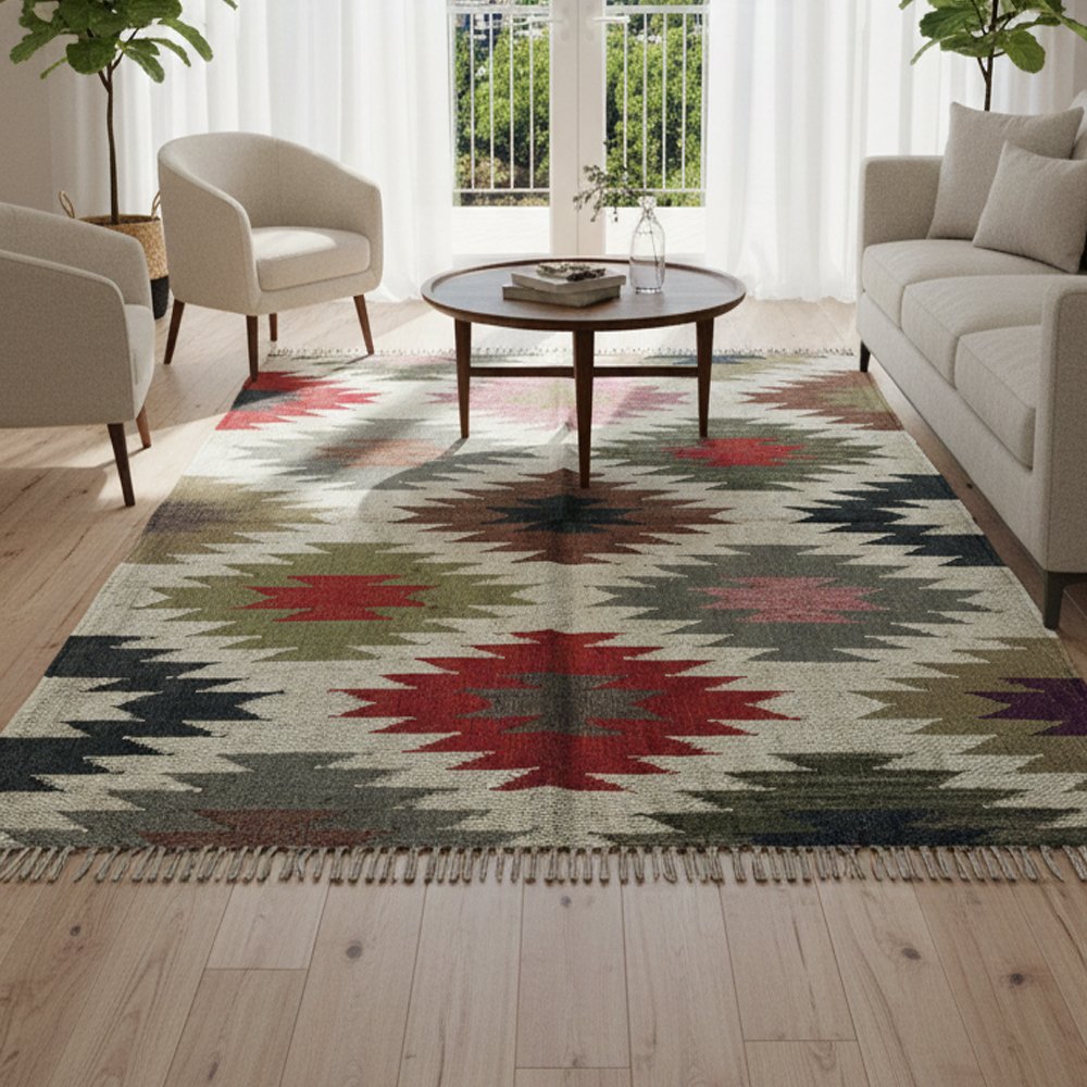 39 Heritage-Inspired Wool & Jute Kilim Dhurries - Image 1