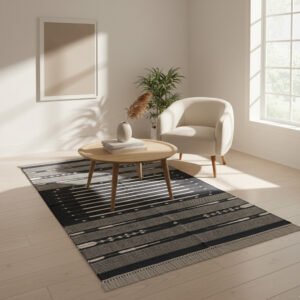 Cotton Panja Dhurrie Rug for Living Room Seating Space