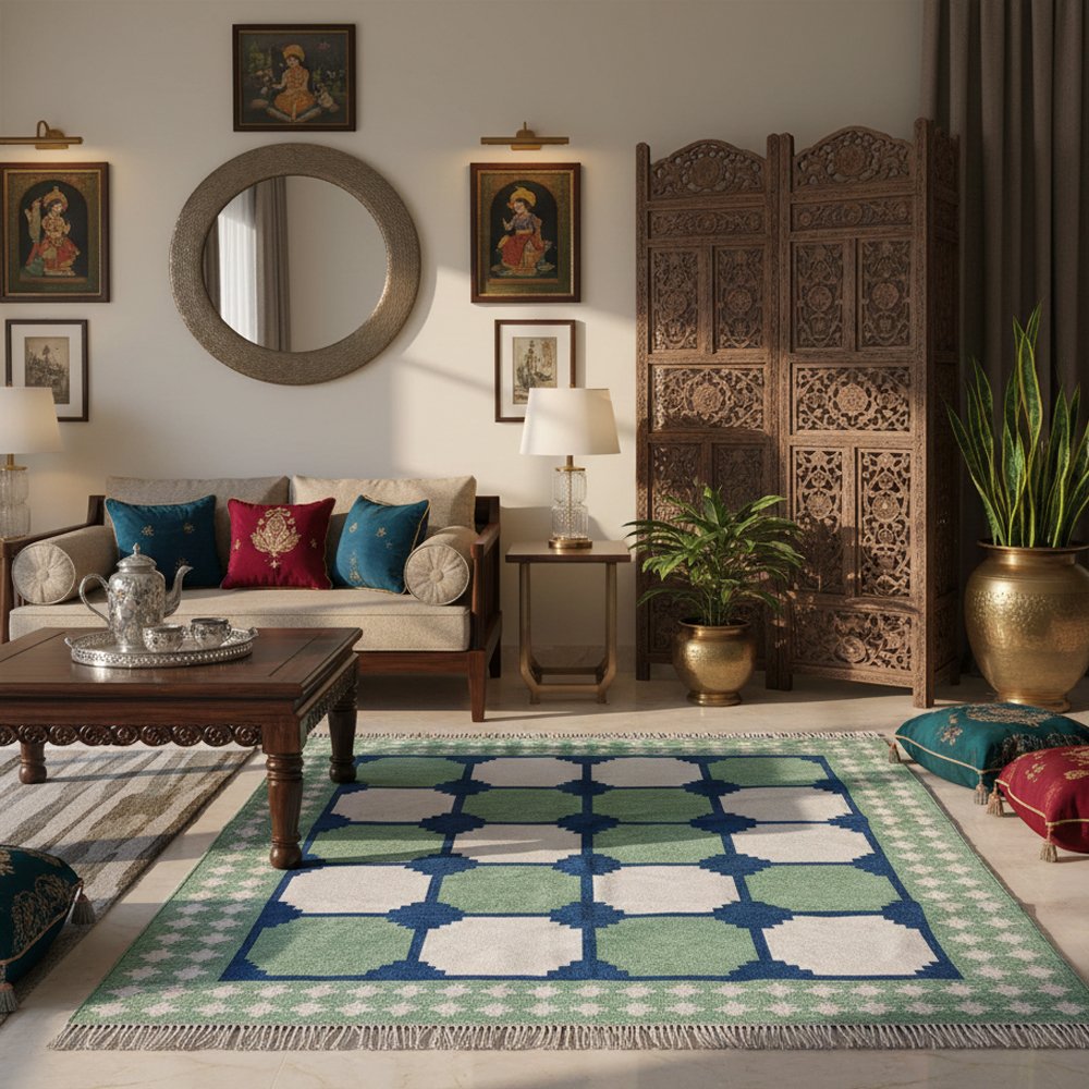 52 The Artisan’s Touch: Reversible Cotton Dhurrie - Image 1