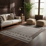 Striped Handwoven Cotton Dhurrie Rug with Reversible Panja Weave