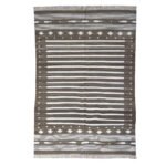 Striped Handwoven Cotton Dhurrie Rug with Reversible Panja Weave - Image 2