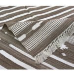 Striped Handwoven Cotton Dhurrie Rug with Reversible Panja Weave - Image 3