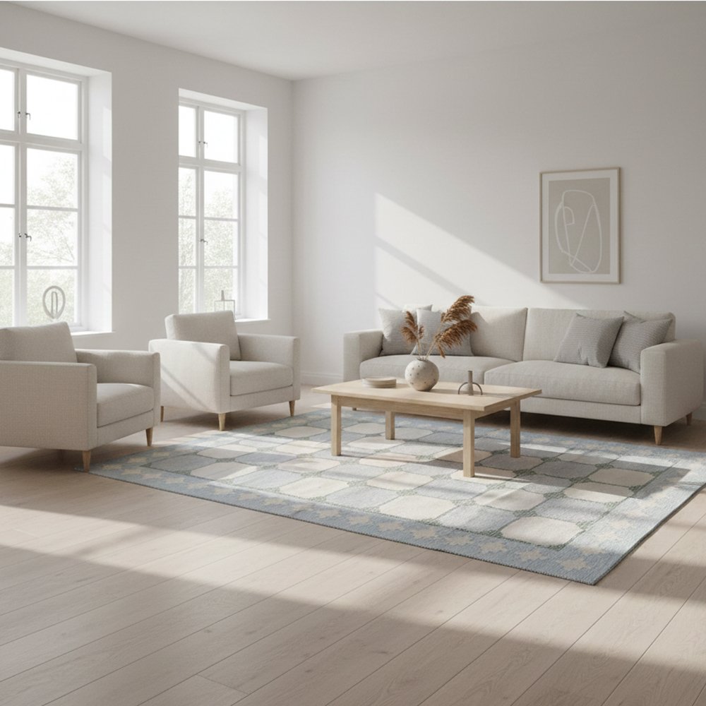 7 Cotton Panja Dhurrie Area Rug for Big Hall Flatweave Reversible - Image 1