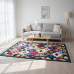 Cotton Panja Dhurrie Rug for Dining Room Seating Area
