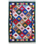 Cotton Panja Dhurrie Rug for Dining Room Seating Area - Image 2