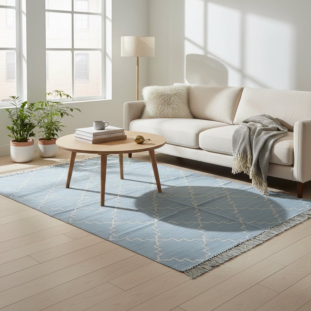 72 Cotton Panja Dhurrie Rug for Coffee Table Cotton Flatweave - Image 1