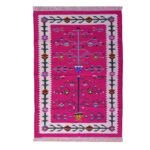 Handwoven Cotton Panja Dhurrie Rug for Living Room, Reversible Flatweave Indoor Outdoor - Image 2