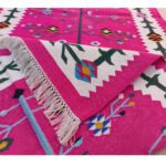 Handwoven Cotton Panja Dhurrie Rug for Living Room, Reversible Flatweave Indoor Outdoor - Image 3