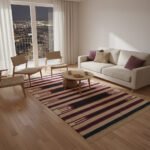 Handwoven Cotton Panja Dhurrie Rug, Reversible Flatweave Rug for Indoor Outdoor Use