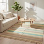 Cotton Panja Dhurrie Rug for Dining Room Home Interior