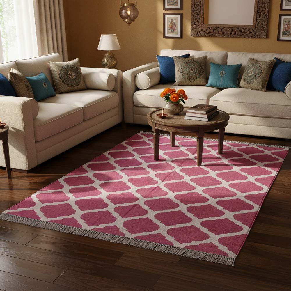 84 Solid Weave Panja Rug: Pure Cotton Artisan Quality - Image 1