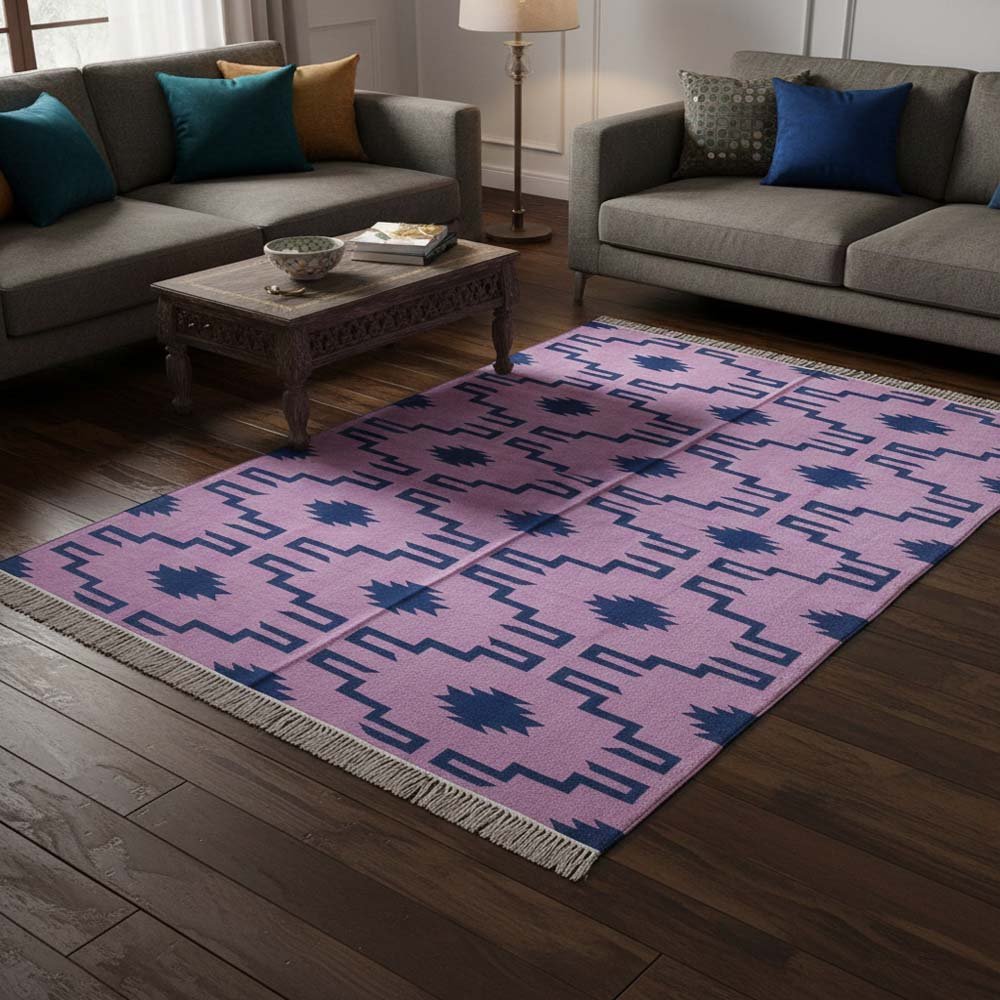 87 Modern Panja Minimalist: Soft Cotton Reversible Rug - Image 1