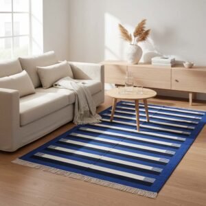 Cotton Panja Dhurrie Rug for Dining Table Floor Rug