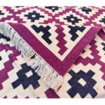 Handmade Cotton Panja Dhurrie Rug for Dining Room, Flatweave Reversible - Image 3