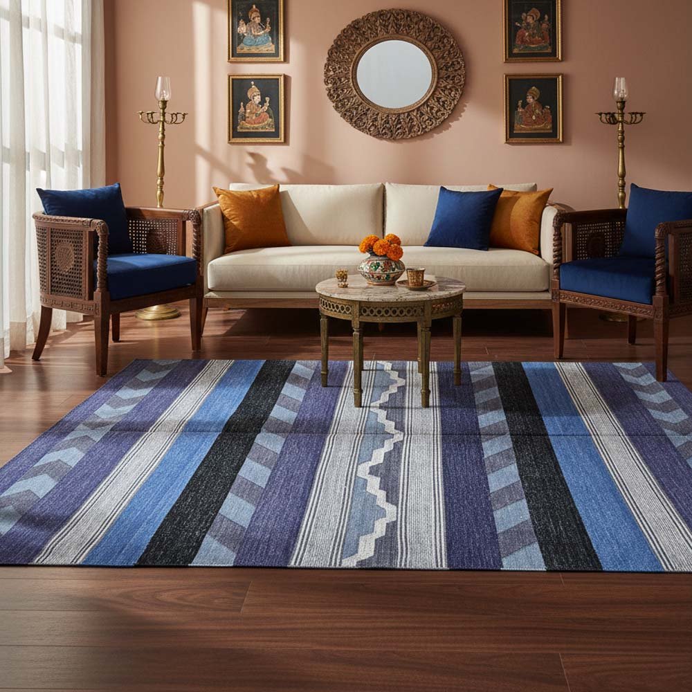 92 The Statement Panja: Bold Patterns, Hand-Knotted Excellence durry - Image 1