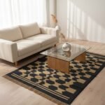 Cotton Panja Dhurrie Rug for Dining Room Interior Rug