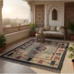 Handwoven Wool & Jute Multicolor Kilim Rug For Bedroom