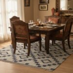 Hand-Knotted Wool Jute Kilim Rug