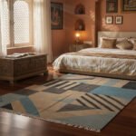 Abstract Multicolor Wool Jute Kilim Rug