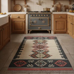 Handwoven Flatweave Wool Jute Kilim Rug