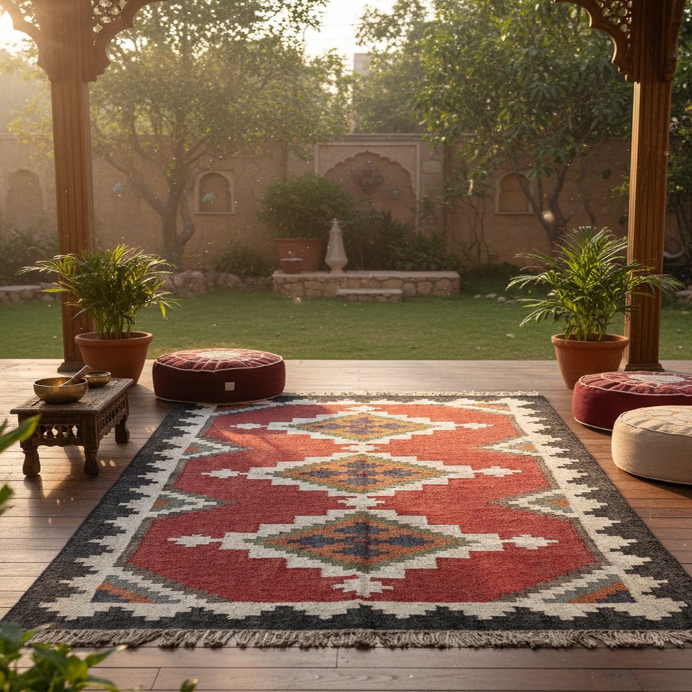 Eco-friendly wool jute handwoven rug