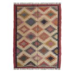 Handwoven Wool Jute Rustic India Vintage Dhurrie Rug For Living Room / Bedroom - Image 2
