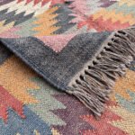 Handwoven Camel Wool And Jute Dhurrie Rug , Vintage Design - Rustic Dhurrie - Image 3