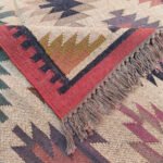 Handwoven Wool Jute Rustic India Vintage Dhurrie Rug For Living Room / Bedroom - Image 3
