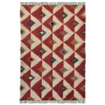 Handwoven Wool Jute Dhurrie Rug with Tassels - Image 2