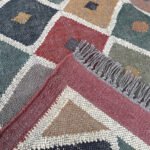 Handmade Wool & Jute Dhurrie Rug - Multicolor - Image 3