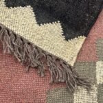 Handcrafted Geometric Reversible Camel Wool & Jute Dhurrie Rug 9x12 Feet - Image 3